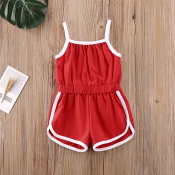 

Emmababy Toddler Baby Girl Clothes Summer Solid Color Sleeveless Sling Romper Jumpsuit One-Piece Outfit Cotton Sunsuit Clothes
