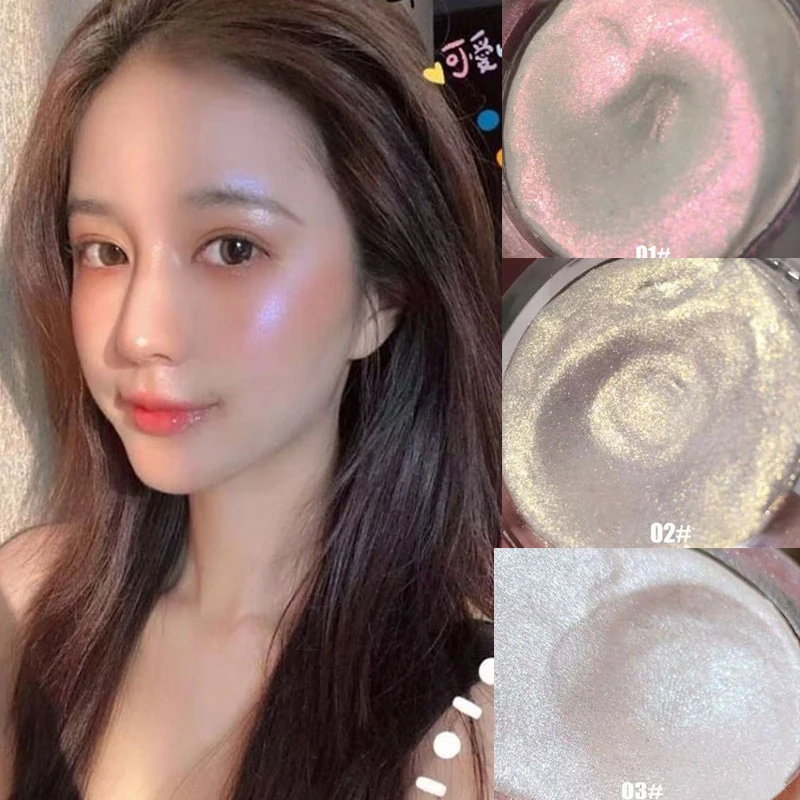 

3-color High-gloss Glitter Highlighter 3D Facial Contour Makeup Palette Waterproof Long-lasting Brightening Glitter Makeup Tools