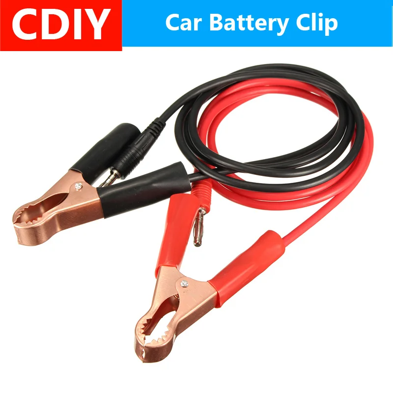

KROAK 2Pcs 100CM 15A Banana Plug Connectors to 80mm Car Battery Clip Test Clamp Power Battery Jump Start Cable