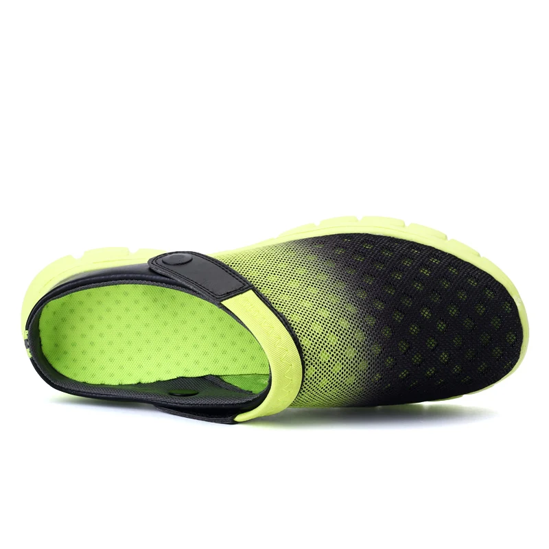 New Men Women Summer Sandals Mesh Breathable Padded Beach Flip Flops Shoes Solid Flat Bath Home Outdoor Slippers