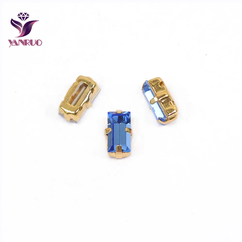 YANRUO, 4501, багет, кристаллы, ручная работа, сшитые камни, заостренный задник, стразы, рукоделие, стекло, шитье, украшения, бриллианты, рукоделие - Цвет: Sapphire