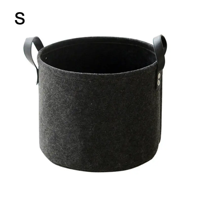 Storage Basket Organizer Bin Large Woven Felt Round With Handle Collapsible 1pcs
