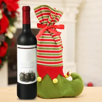 

Christmas Gift Bag Red Wine Bottle Cover Clothes Champagne Wine Bottle Decoration Bottle Dress Up Kitchen Decor for New Year
