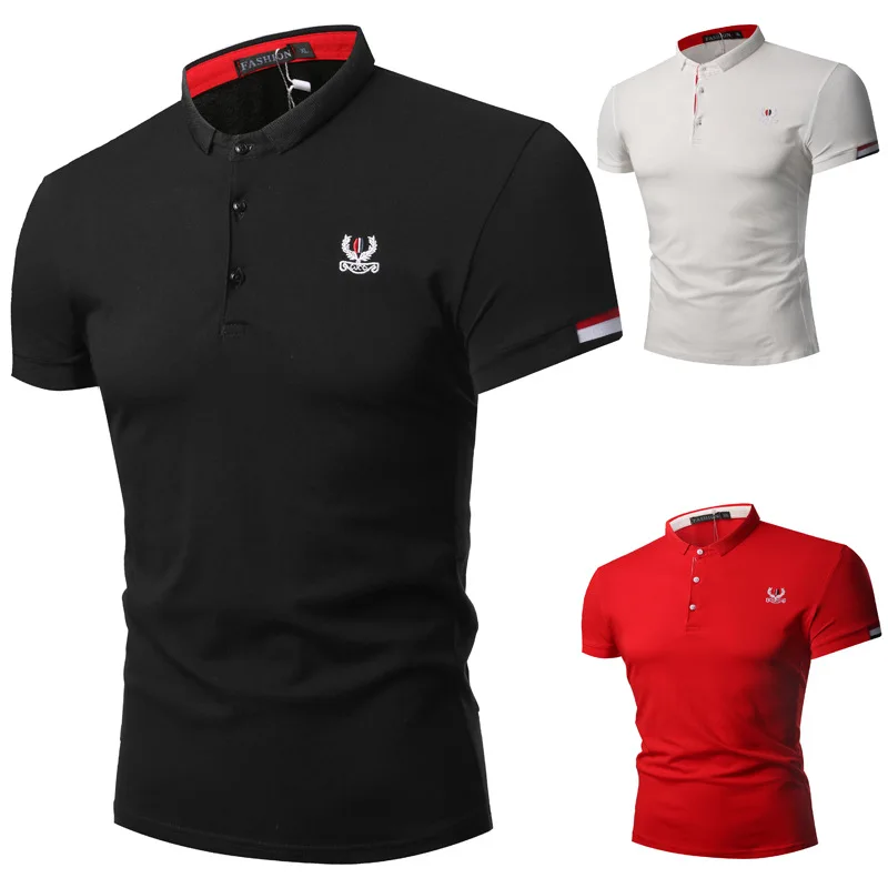 

2018 New Style Men'S Wear Embroidered Small Icon Fold-down Collar MEN'S Short Sleeve Polo Shirts MEN'S T-shirt