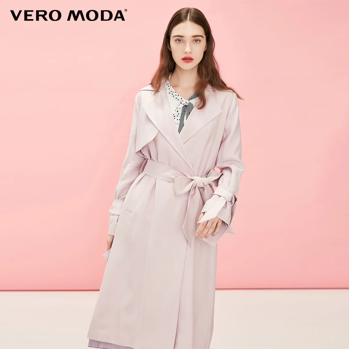 Vero Moda женский OL стиль длинный лацкан минималистский Тренч | 319121523 - Color: Lt. pale ling flower