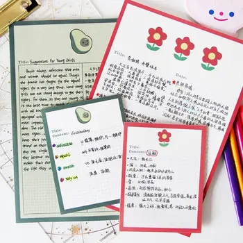 

4pcs Cute Cartoon Bear Floret Avocado Grid Memo Pad Kawaii Diary Notebook Stickers Student Stationery