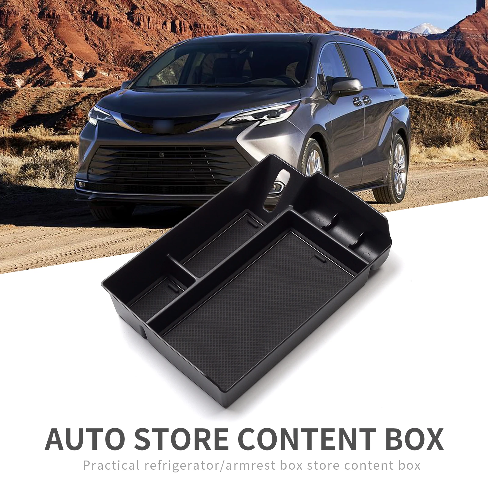 

ZUNDUO Car Armrest Box Storage Fit for Toyota Sienna 2021 Accessories Central Console Organizer Stowing Container Tidying BLACK