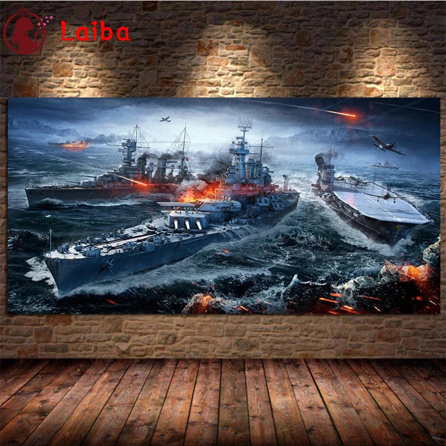 Алмазная живопись World of Warship 5d Вышивка крестиком алмазная вышивка мозаика подарок