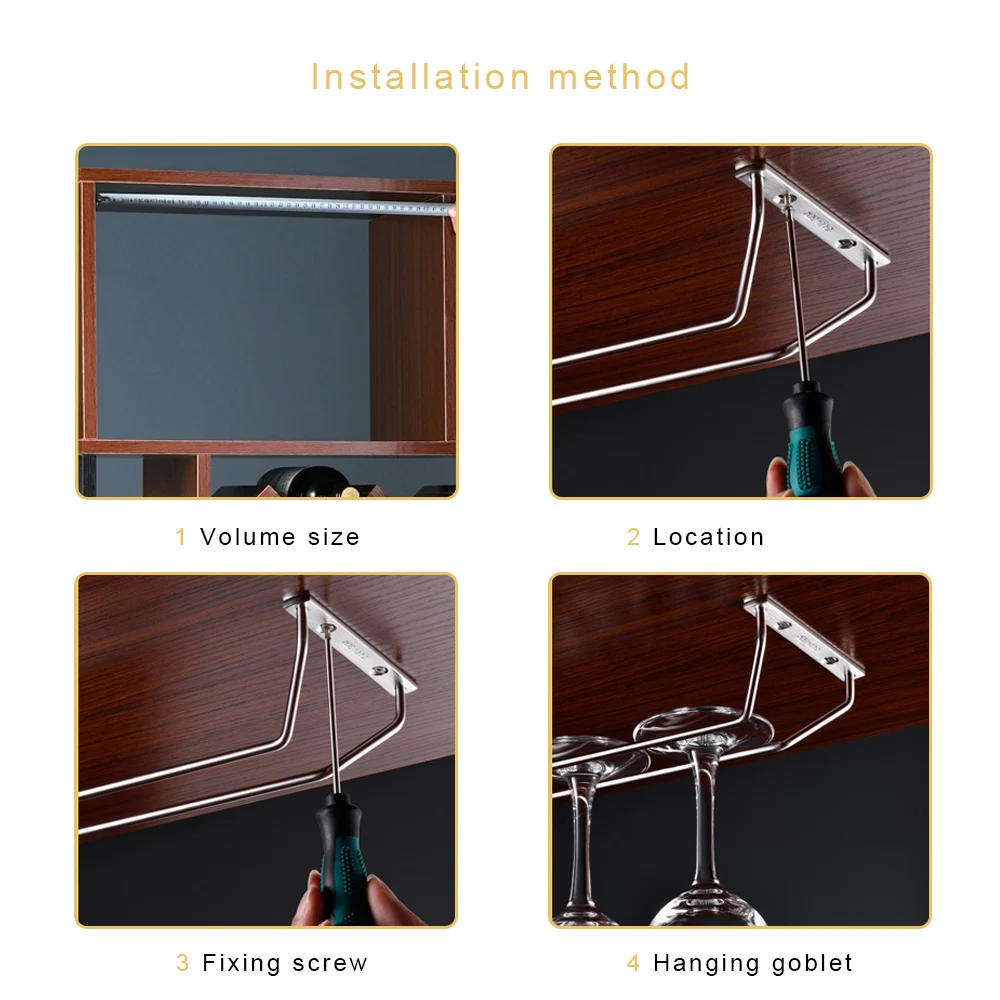 Wine Glass Holder Rack Wine Glass Rack Stemware Holder Home Storage Stainless Steel Hanging Goblet Holder 27cm 35cm