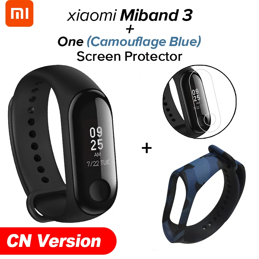 Xiao mi Band 3 mi band 3 фитнес-трекер пульсометр 0,78 ''OLED дисплей Bluetooth 4,2 для Android IOS - Цвет: CN Camou Blue N Film