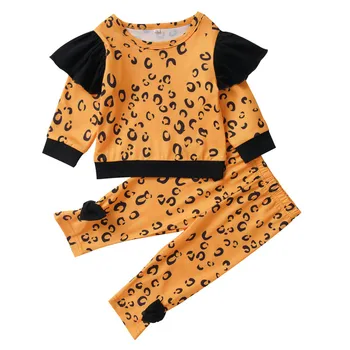 

0-24 Months Newborn Baby Girls Leopard Clothes Ruffle Tops T-Shirt Pants Leggings Outfits Toddler Tracksuits For Girls Clothing