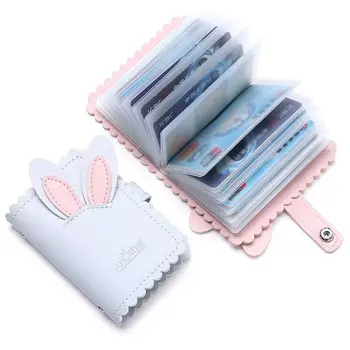 

1PC New PU 26 Bits Kawaii Rabbit Card Case Credit Bank Bus ID IC Card Holder Wallet Bag For Women Stationery Girls Birthday Gift