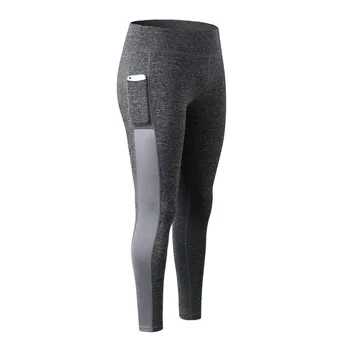 

Sports Pants Women Fitness Quick Dry Compression Pocket Stitching Mesh High Waist Trousers Femme Slim Long Pants*