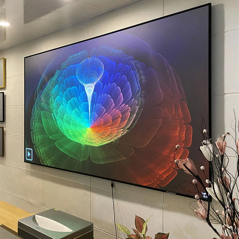 120 Inch Thin Bezel UST Fixed Frame Projection Screen Ambient Light Rejecting ALR Fabric For Xiaomi Ultra Short Throw Projector