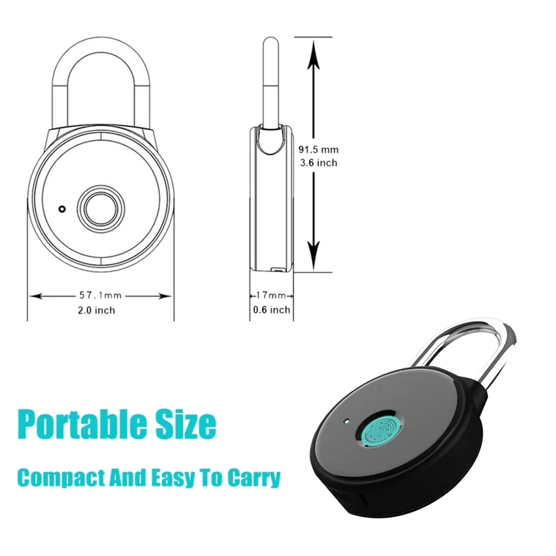 Замок с отпечатком пальца, приложение Smart Padlock не требует регистрации, Ip65 Всепогодный, Bluetooth замок с бесключевым Биометрическим подходом