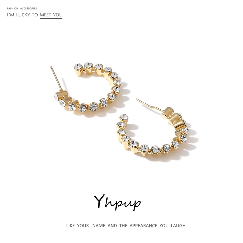 Yhpup роскошные стразы серьги-гвоздики медь блестящие шикарные Серьги Brincos женские свадебные ювелирные изделия Свадебная вечеринка Рождественский подарок