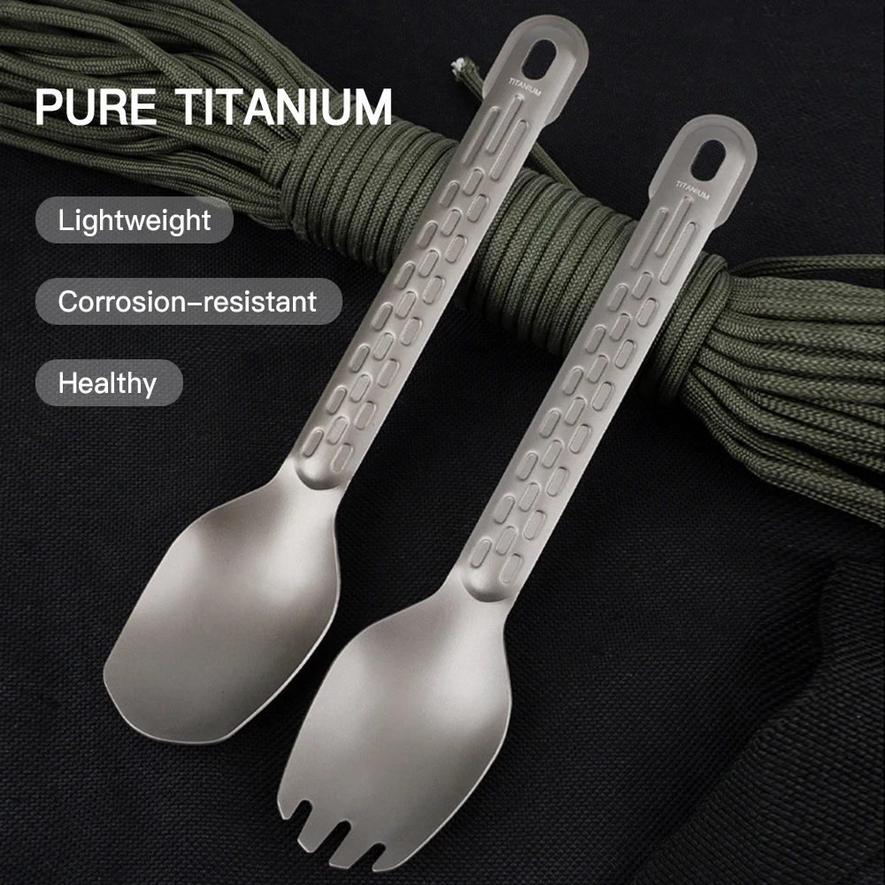 Titanium Cutlery Flatware Titanium Dinner Spork Outdoor Tableware