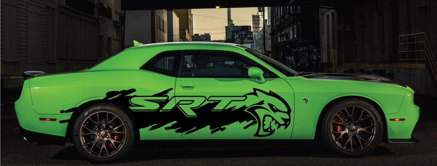 Для 2 шт. Dodge Challenger Charger SRT Hellcat Splash Grunge виниловая наклейка Graphic Hell Cat | Автомобили и