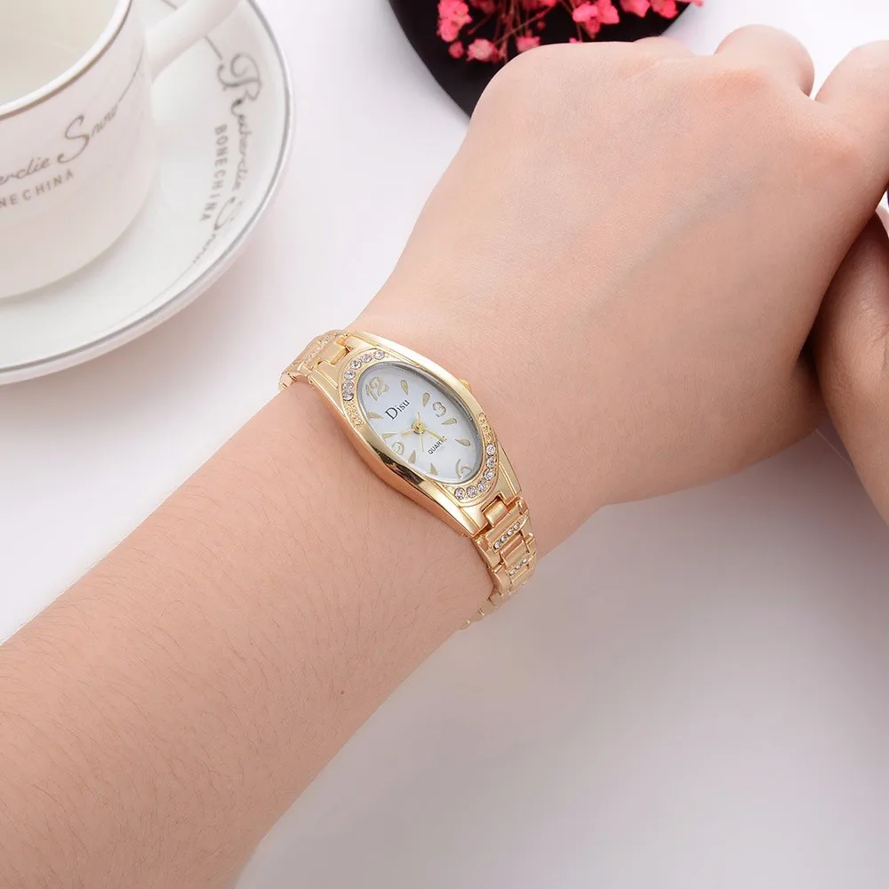 Relojes de cuarzo chapados en oro rosa para mujer, pulsera de moda informal de lujo para negocios