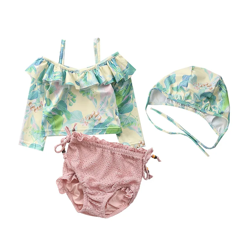 

INS KID'S Swimwear Women's Girls Split Type Sun-resistant Quick-Dry Long Sleeve Tour Bathing Suit New Style Cute Baby Princess S