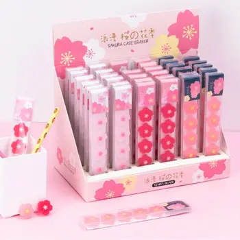 

6 Pcs/pack Cherry Blossoms Rubber Erasers Sakura Students Pencil Correction Tool School Office Supply Stationary