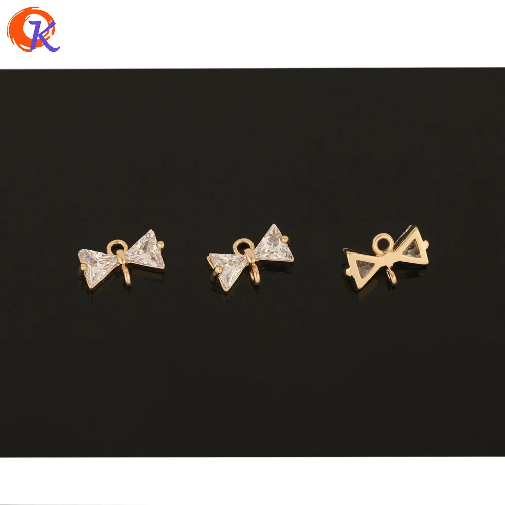 Cordial Design 100Pcs 7*12MM Jewelry Accessories/Hand Made/Connectors/CZ Charms/Bowknot Shape/DIY Making/Earring Findings - cordial