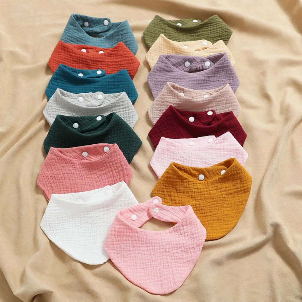 Muslin Gauze Baby Bibs Newborn Boys Girls Burp Cloth Bandana Cotton Toddler Scarf Infant Saliva Towel Burp Baby Feeding Apron