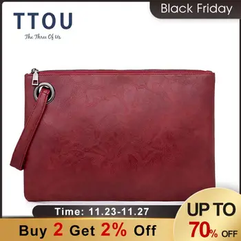 

Vintage Fashion Solid Women's Day Clutch Bag PU Leather Female Envelope Handbag Zipper Evening Bag Lady Casual Clutches Handbag