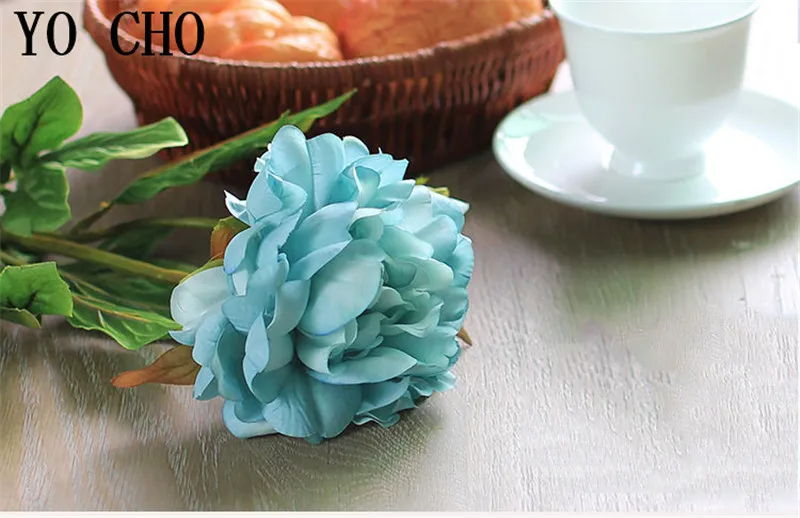 YO CHO Artificial Flower Big Peonies Branch 2 Heads Fake Peony Flores Wedding Arrangement Christmas Home Decor Silk Peony Flower