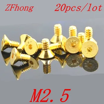 

20pcs DIN7991 M2.5*5/6/8/10/12 alloy steel with titanium plated gloden colour flat Hex Socket countersunk Head machine screw