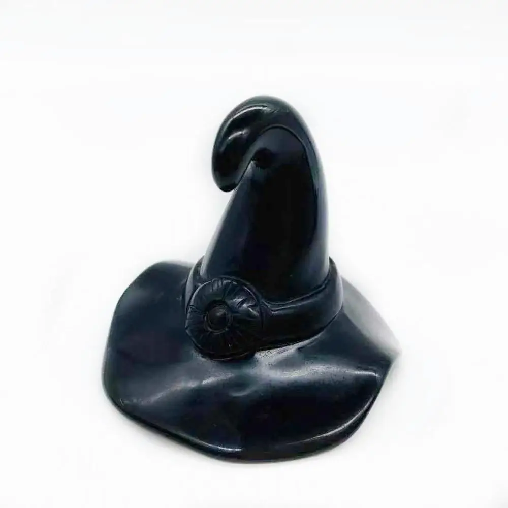 1pcs Natural Quartz Crystal Carver Obsidian Wizard hat For Gifts | Дом и сад