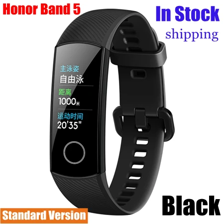 New Arrival Huawei Honor Band 5 Smart Bracelet Blood Oxygen Monitor Oximeter Health Tracker Bracelet Waterproof Sport Wristband - Цвет: Black