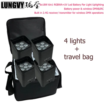 

Free Shipping 4pcs With Travel Bag Battery Powered Wireless DMX Wifi Remote Control Wedding Uplight 6x18w RGBWA UV 6in1 Led Par