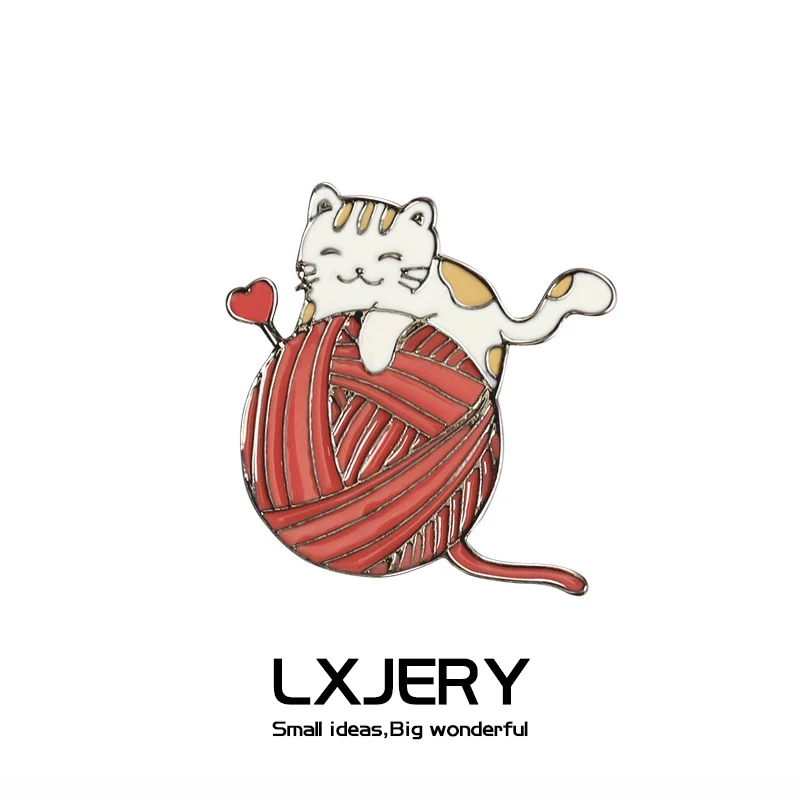 LXJERY мультфильм эмаль Вязание Шерсть Кот булавка значок на рюкзак милые Броши