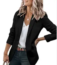 Blazer ajustado de manga larga para mujer, chaqueta de un solo pecho con cuello de color sólido, carácter profesional, novedad de otoño, 2021