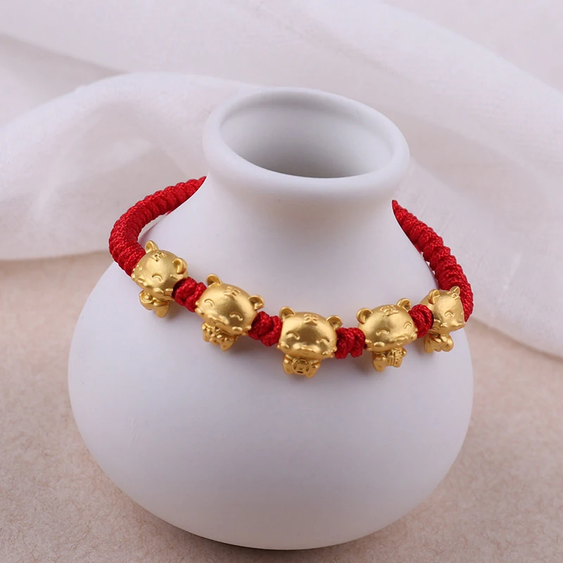 2022 New Year Gold Plated Tiger Red Rope Chain Bracelets For Women