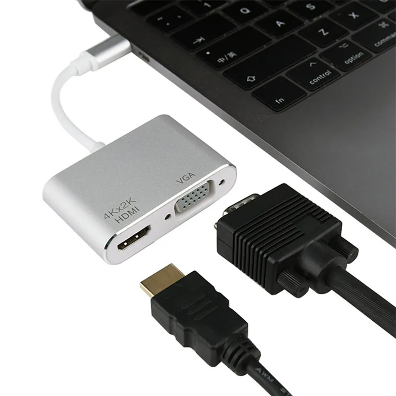 Взрывной USB3.1 тип-c к HDMI+ VGA конвертер адаптер видео кабель тип-c к HDMI Женский+ VGA мать адаптер высокой четкости кабель