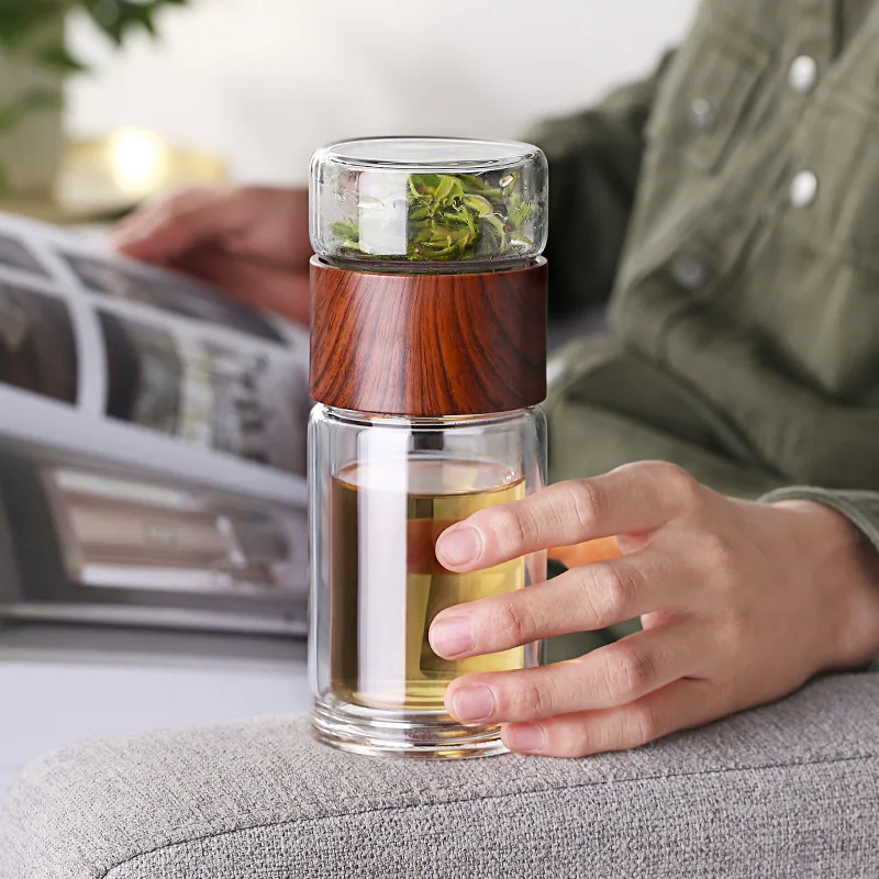 Oneisall Tea Water Bottle Travel Drinkware Portable Double Wall Glass Infuser Filters The Filter Tumbler