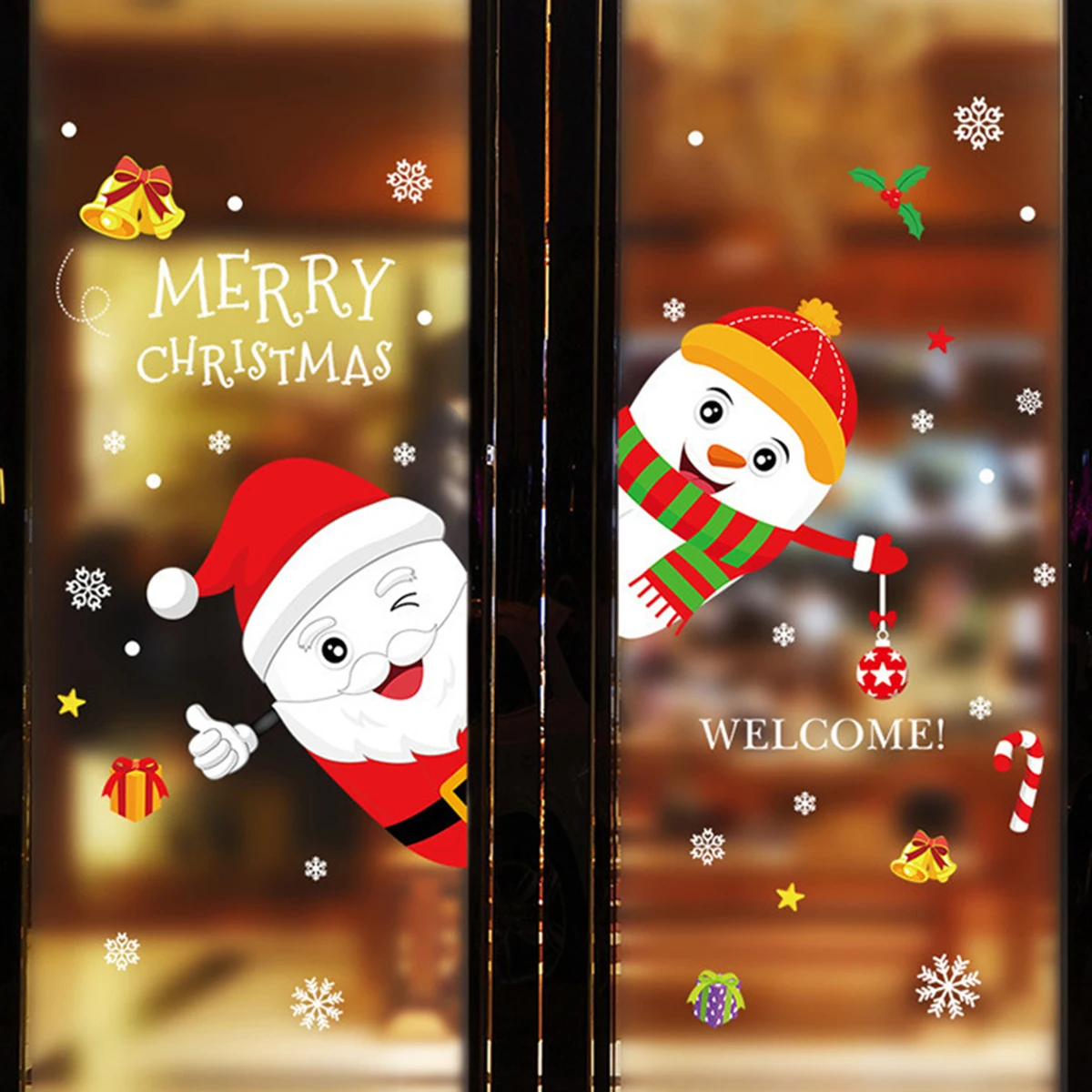 QIFU Рождественские украшения окна Стикеры кулон венок Снеговик Санта Клаус Рождество Natal счастливый подарок на год