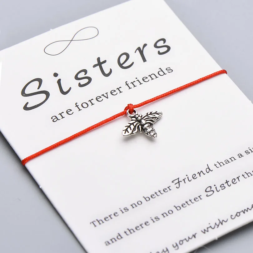 Pipitree милый пчелиный браслет для женщин девочка дети красная нить на удачу регулируемые браслеты для сестер друзей желать ювелирные изделия подарок