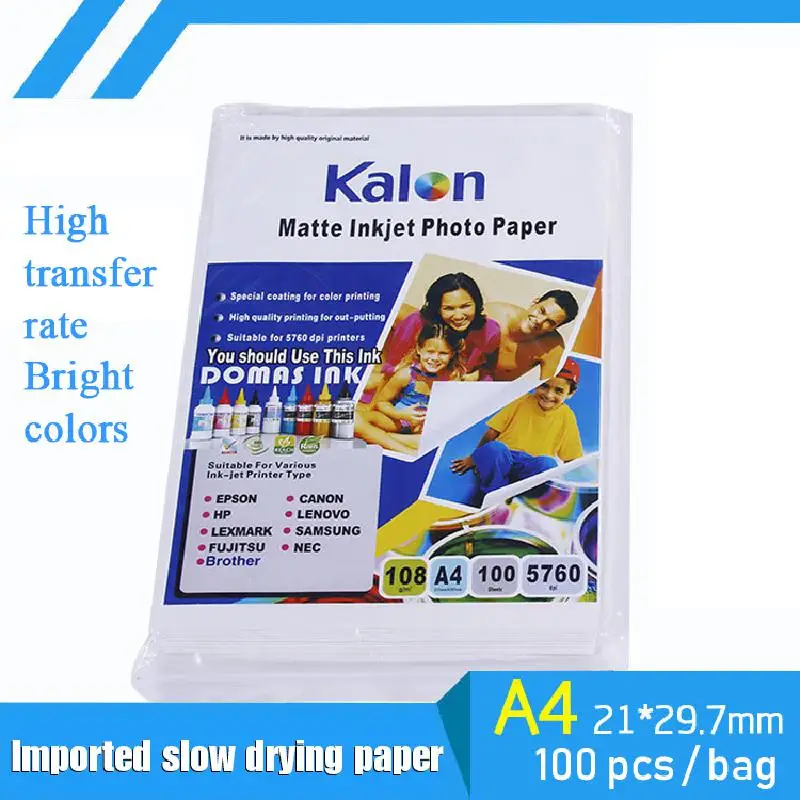 Papel de transferencia por sublimación de secado lento A4, impresión Digital de inyección de tinta de 100g, papel de transferencia térmica no algodón, 100 Uds.
