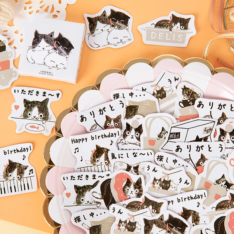 Мохамм 45 листов Kawaii мультфильм милый черный Кот Васи Маскировочная наклейка Скрапбукинг Девушка школьные принадлежности канцелярские принадлежности