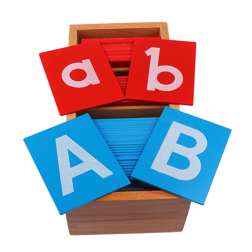 Wooden Montessori Sandpaper Alphabets Card Letter A-Z A-z Kids Education Toy