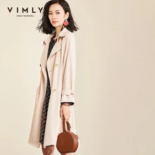 Vimly 2020 秋の女性ラペルトレンチコートエレガントなolダブルブレストルーズベルト固体スリムフィット女性ロングジャケット 96135(China)