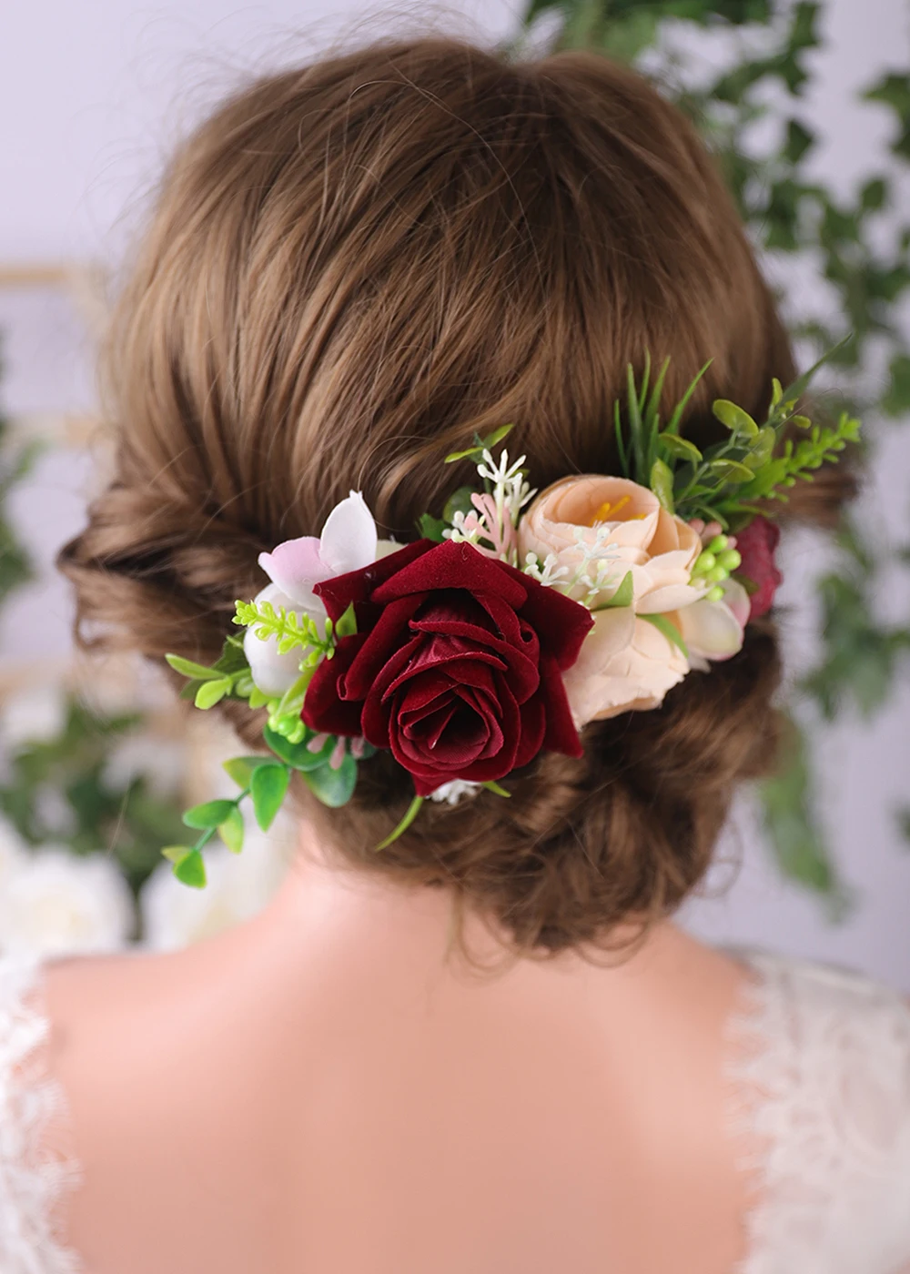 Chic Flower Hair Comb Red Rose Wedding Bridal Hair Accessories Female Glamour Classic vine Fashion Pins for women