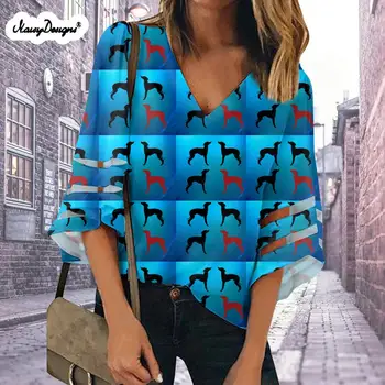 

Noisydesigns Womens Tops and Blouses Blusas 2020 verano Greyhound Dog Prints Plus Size XXL Dropshipping Free Customized