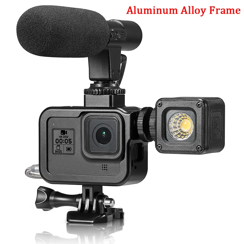 Aluminum Alloy Frame Mount for GoPro Hero 8, Housing Protective Shell