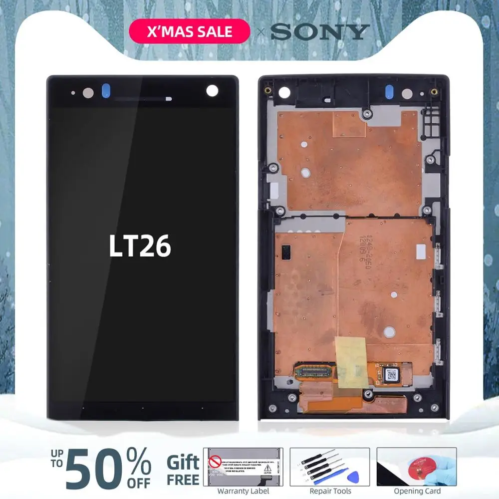 Original 4.3" For Sony Xperia S LT26i LT26 LCD Touch Screen with Frame For Sony Xperia S Display Digitizer Assembly