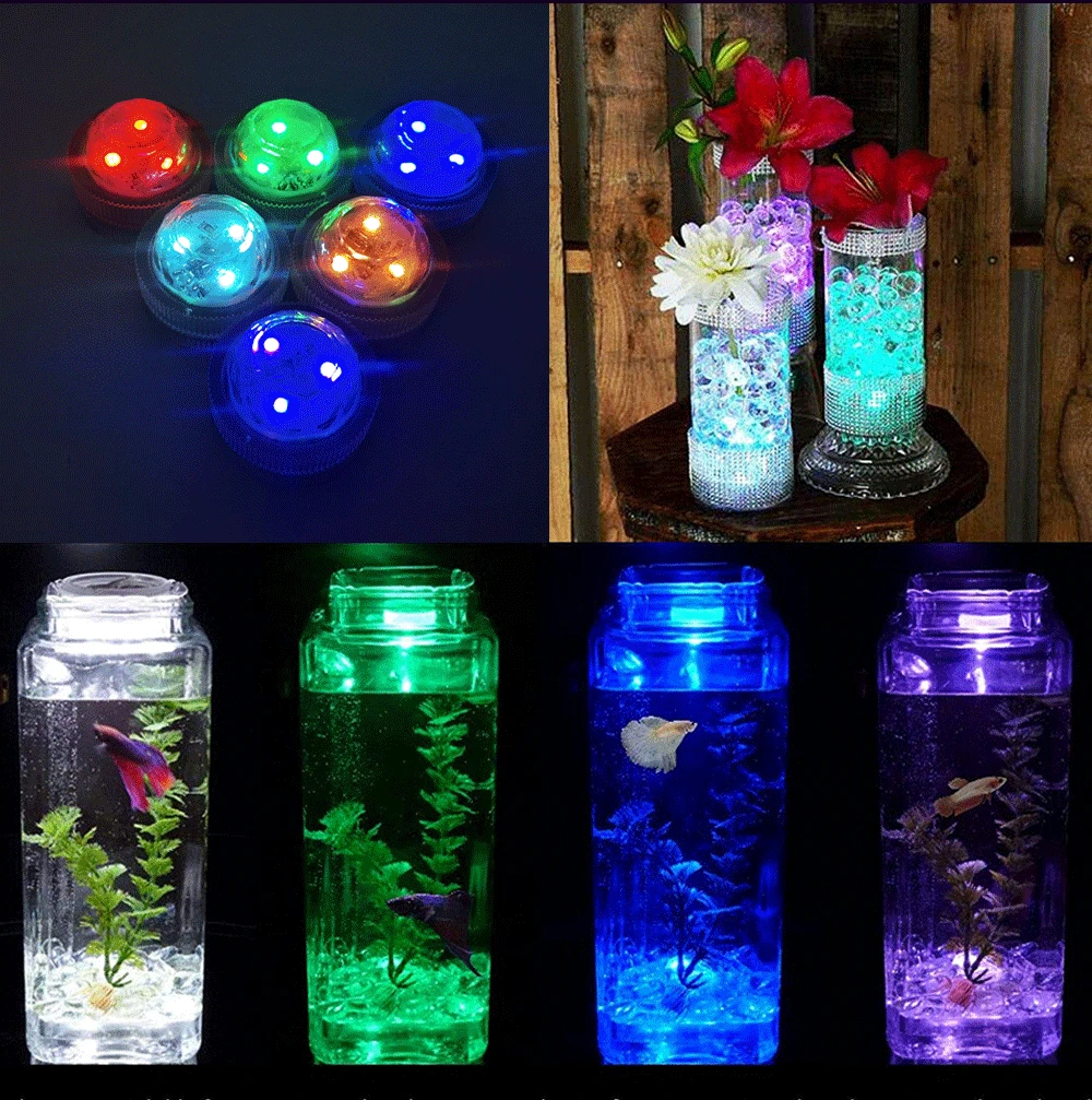 Waterproof Battery Operated Multi Color Submersible LED Underwater Light For Fish Tank Pond Swimming Pool Wedding Party Decor best underwater boat lights