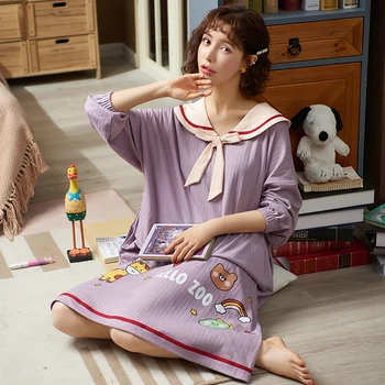 

Nightgowns Women Leisure Plus Size 3XL Daily Comfortable Womens Striped Loose Korean Style Elegant High Quality Soft Trendy Chic